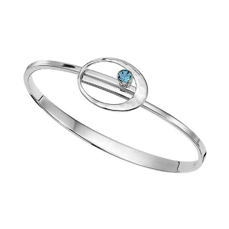 Ladies Bracelets with Milarite-Blue Topaz Sterling Silver Bangle Bracelet