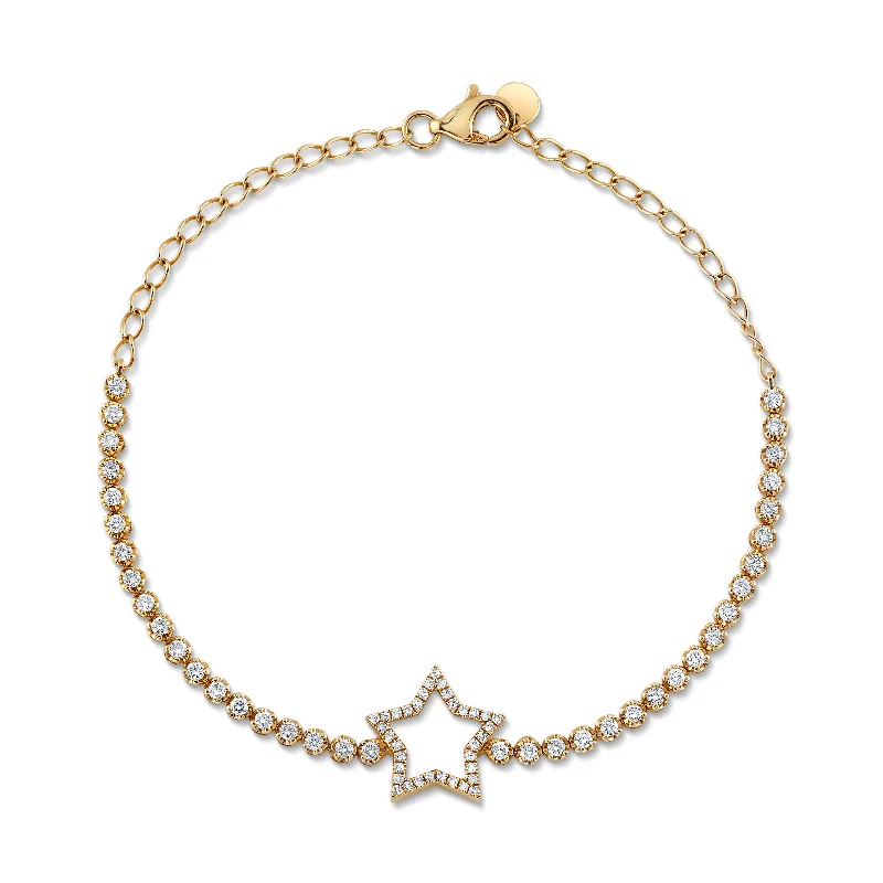 Ladies Bracelets for Graduation-Diamond Star Bezel Bracelet