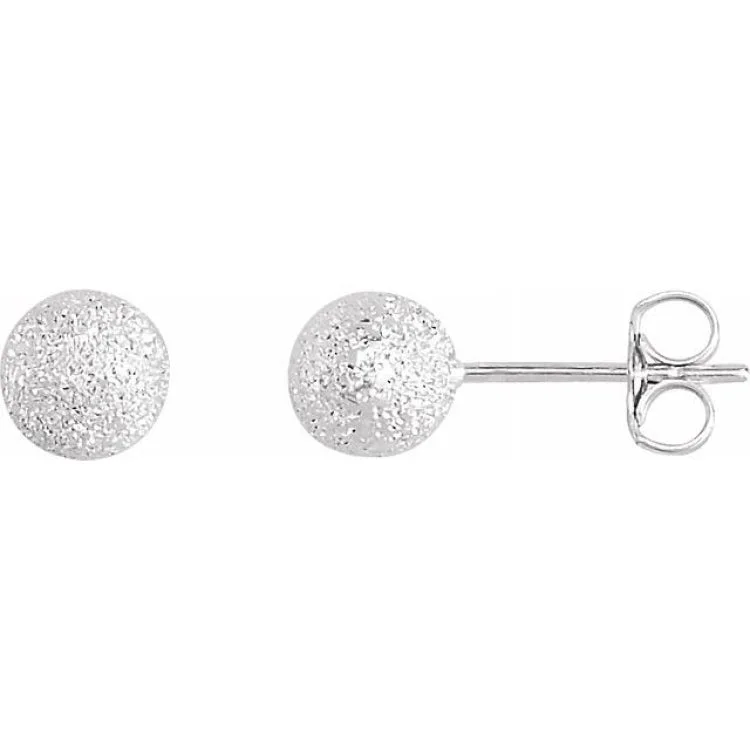 Ladies Shell Earrings -Sterling Silver 6 mm Stardust Ball Earrings