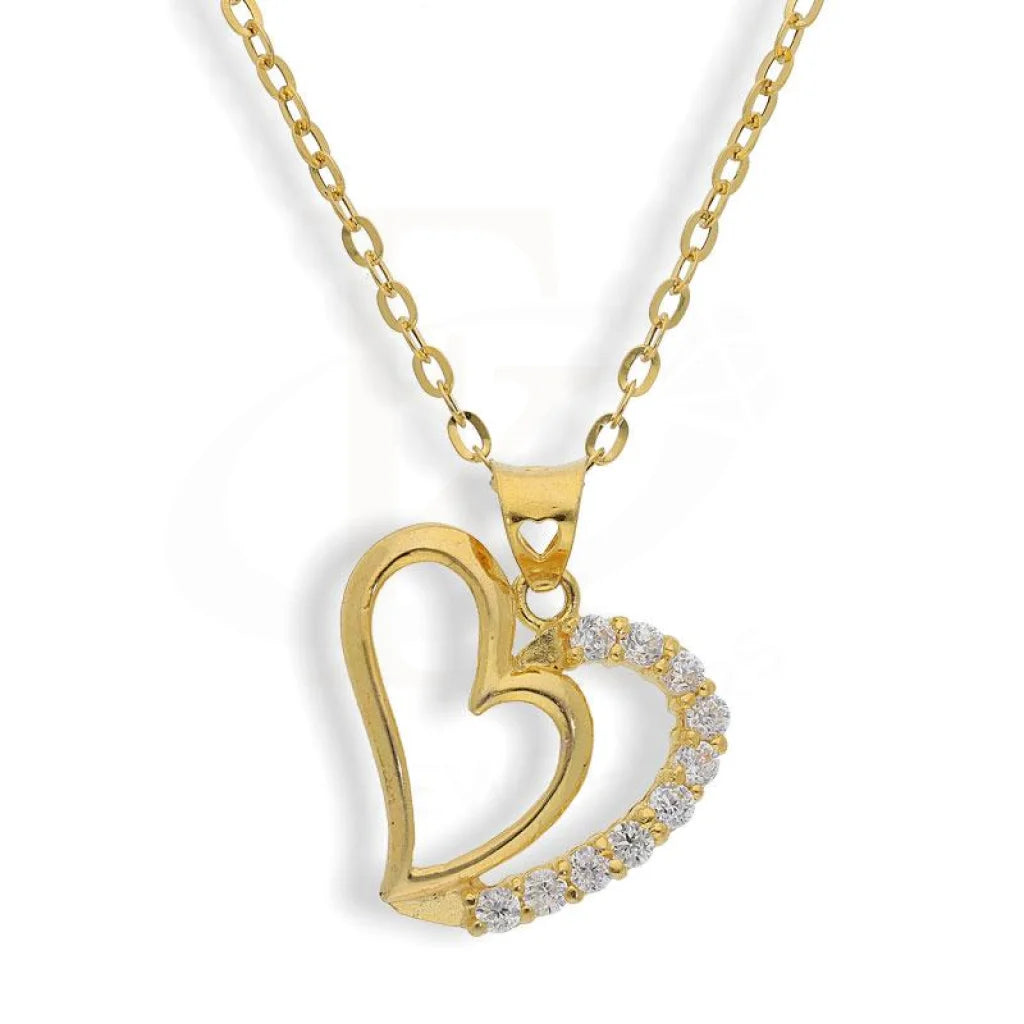 Ladies Subtle Necklaces -dog lover necklaces -Gold Necklace (Chain with Twisted Heart Pendant) 18KT - FKJNKL1712