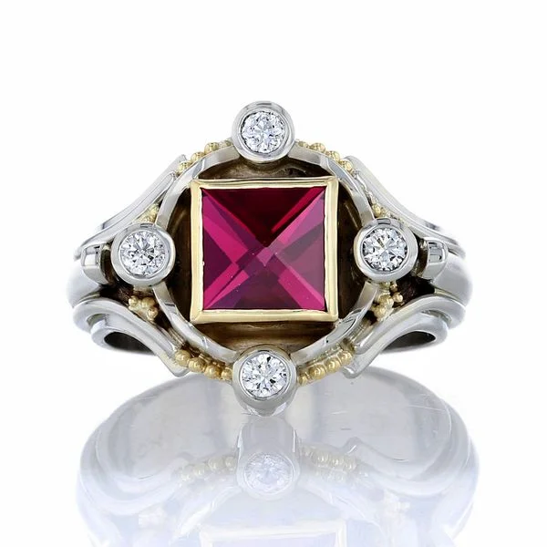 art deco women's rings -Handmade Garnet Ring