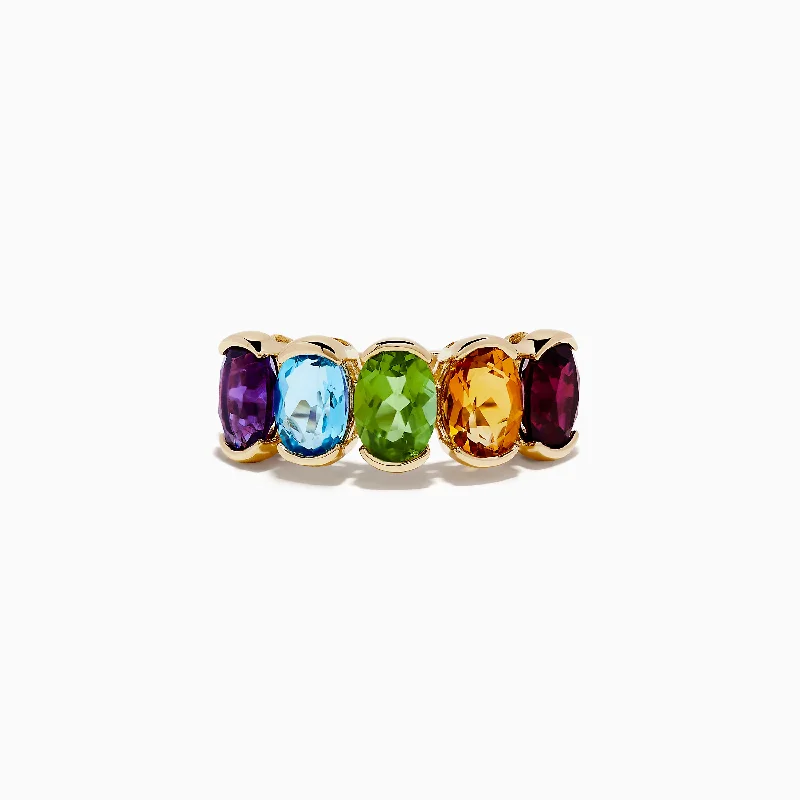 hypoallergenic women's rings -Mosaic 14K Yellow Gold Multi Stone Ring