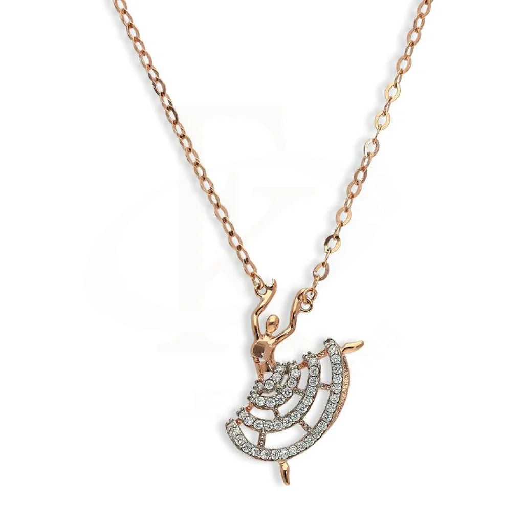 Ladies Crystal Necklaces -rose gold necklaces for women -Sterling Silver 925 Rose Gold Plated Dancing Girl Necklace - FKJNKLSL2658