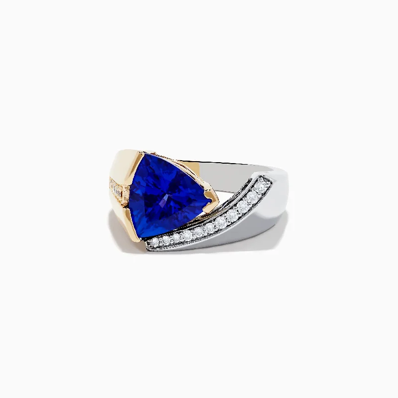 floral women's rings -Nahla Siri 14K Two-Tone Gold Tanzanite and Diamond Ring