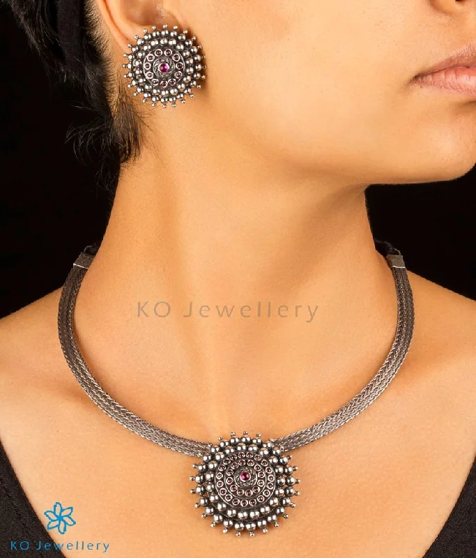 Ladies Knotted Necklaces -spiritual necklaces for women -The Aditi Silver Necklace (Oxidised)