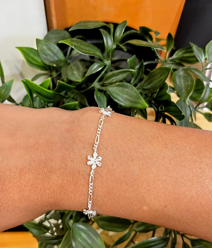 Ladies Bracelets with Spinel-Sterling Silver Daisy Chain - Bracelet or Anklet