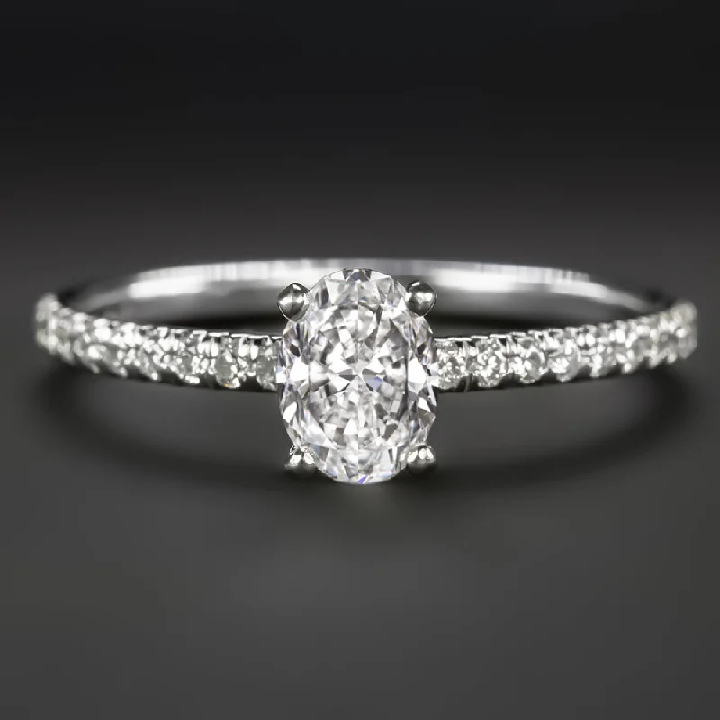 Cluster Engagement Rings -1 CARAT OVAL SHAPE DIAMOND ENGAGEMENT RING CERTIFIED D SI1 PLATINUM NATURAL 1ct