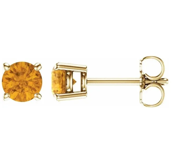 Ladies Resin Earrings -14KT GOLD 0.80 CARAT ROUND CITRINE EARRINGS