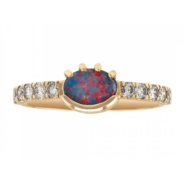 baguette-cut women's rings -East West Oval Opal Ring