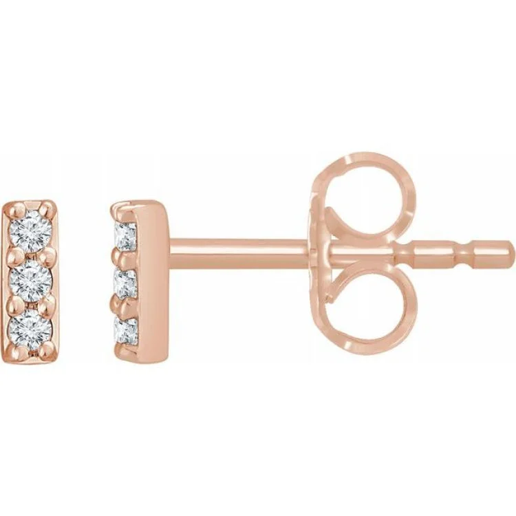 Ladies Knotted Earrings -14K Rose .05 CTW Natural Diamond Bar Earrings