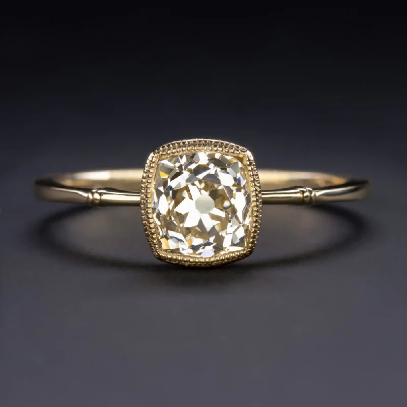 925 Silver Engagement Rings -1.27ct L-M VS2 OLD MINE CUT DIAMOND ENGAGEMENT RING VINTAGE STYLE SOLITAIRE GOLD