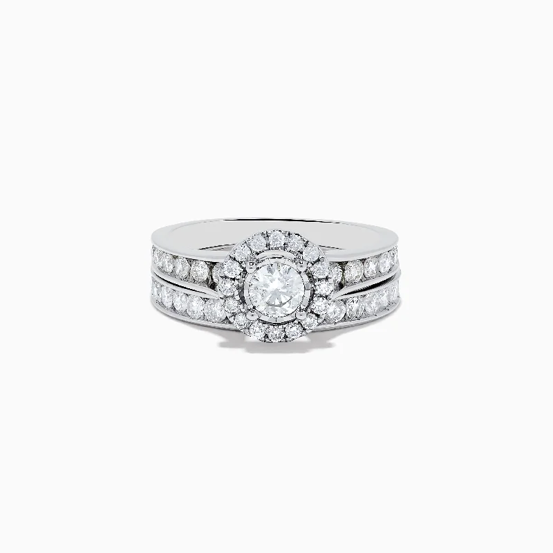 art deco women's rings -Pave Classica 14K White Gold Diamond Ring Set