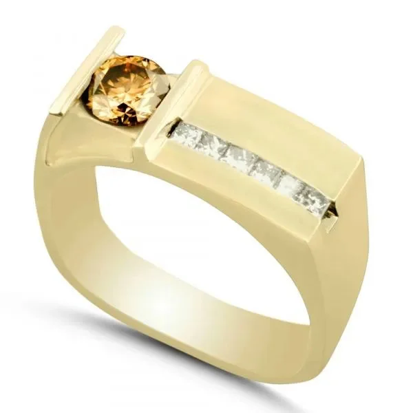 oval-cut women's rings -Cognac diamond and channel set princess cut diamond ring