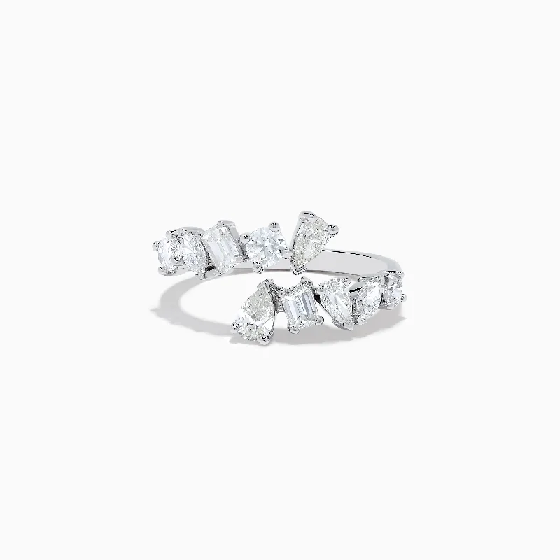 knuckle women's rings -Classique 14K White Gold Diamond Bypass Ring 1.36 TCW