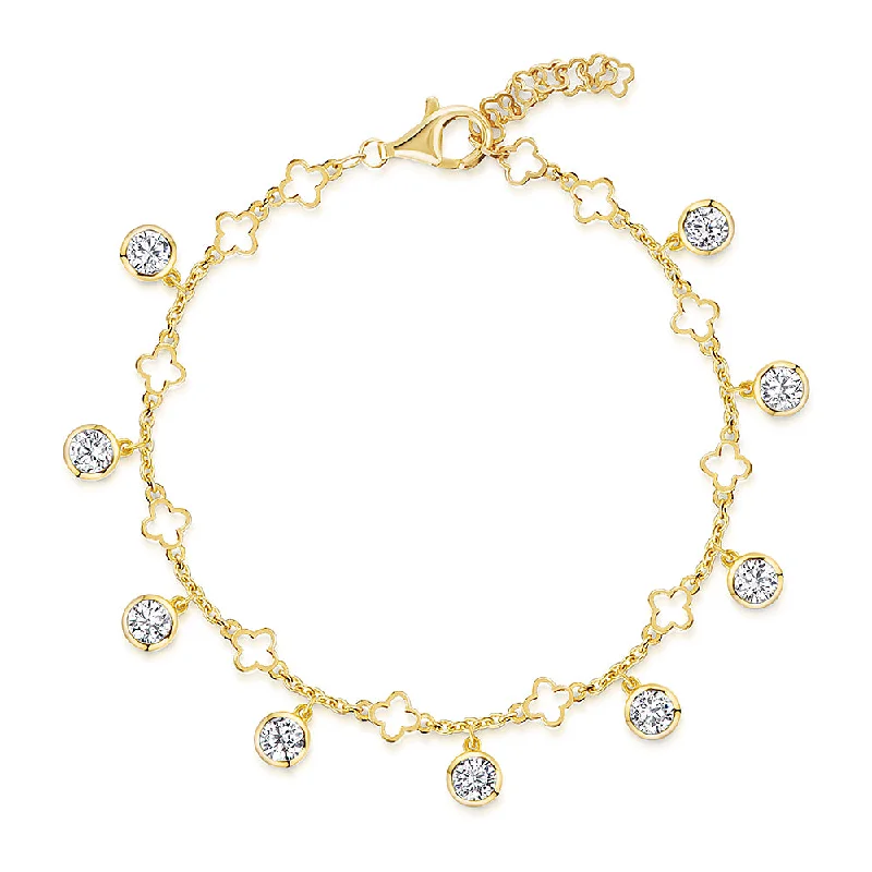 Ladies Bracelets with Dumortierite-Jools Yellow Gold Vermeil 9-Stone Cubic Zirconia Bracelet