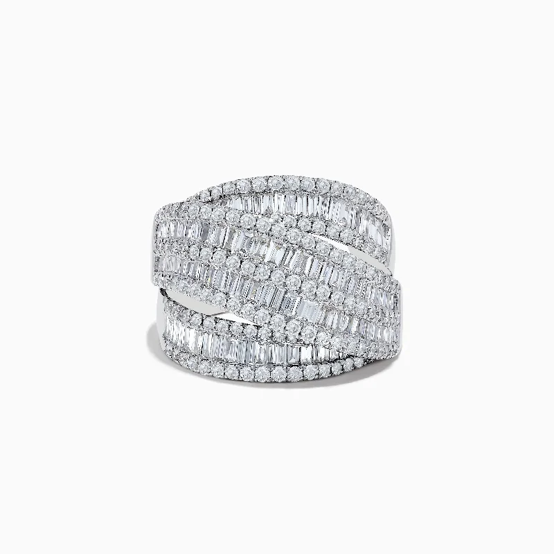 aquamarine women's rings -Classique 14K White Gold Diamond Crossover Ring