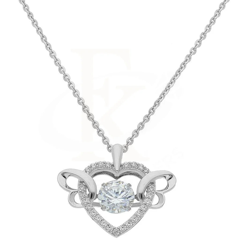 Ladies Casual Necklaces -dog lover necklaces -Dancing Stone Swarovksi Zirconia Heart Pendant Necklace in 18KT White Gold - FKJNKL1960