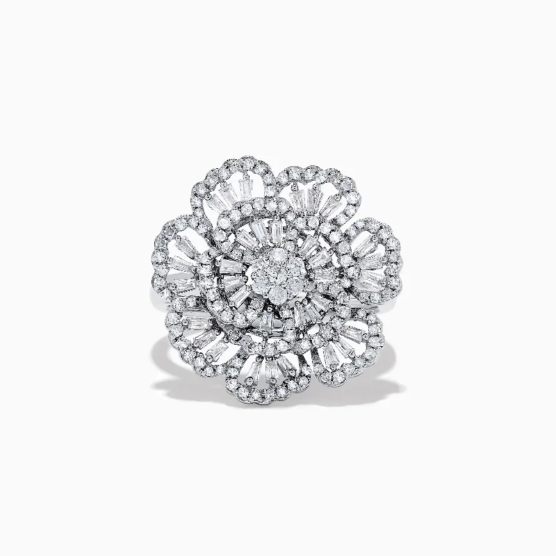 hypoallergenic women's rings -Pave Classica 14K White Gold Diamond Flower Ring