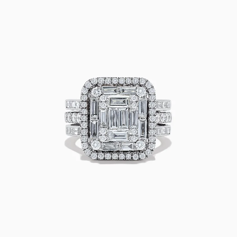 moissanite women's rings -Classique 14K White Gold Diamond Cocktail Ring, 1.92 TCW