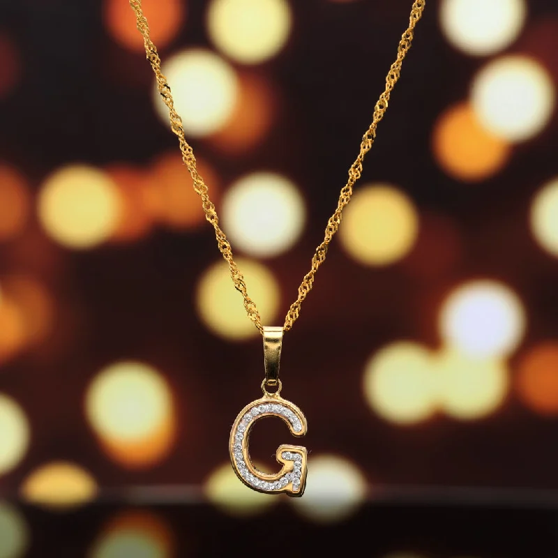 Ladies Symmetrical Necklaces -bold statement necklaces -Gold Necklace (Chain with G Shaped Alphabet Letter Pendant) 18KT - FKJNKL18K9423