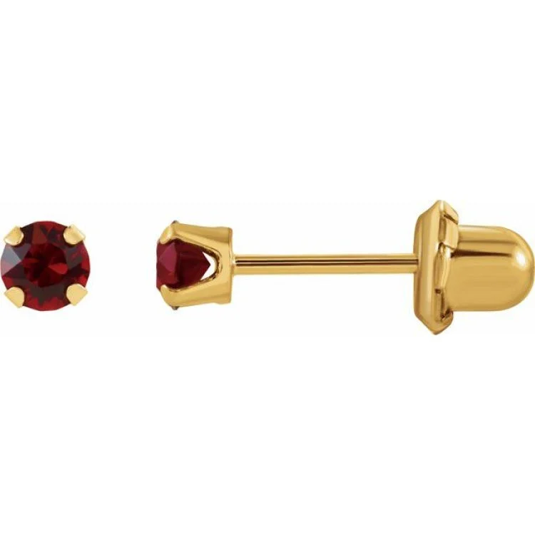 Ladies Punk Earrings -14K Yellow Imitation Ruby Inverness® Piercing Earrings