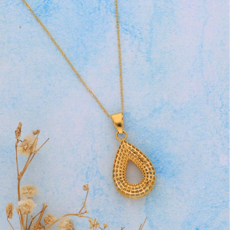 Ladies Chain Necklaces -topaz necklaces for women -Gold Hallow Drop Shaped Necklace 21KT - FKJNKL21KM9327