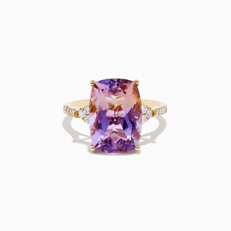 twist design women's rings -14K Yellow Gold Ametrine and Diamond Ring