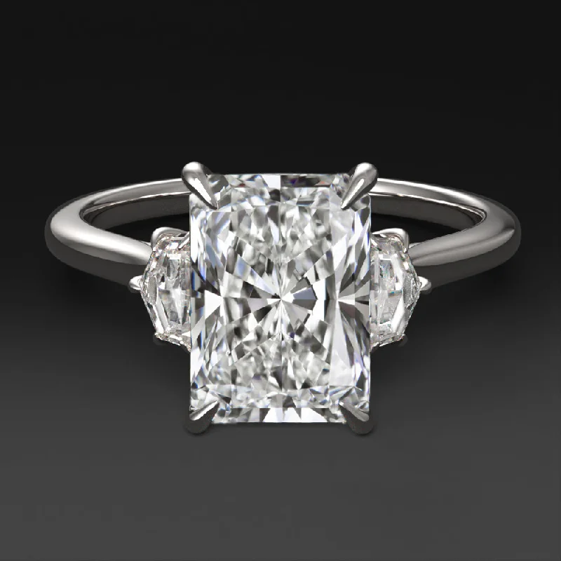 Name Engagement Rings -2ct LAB CREATED DIAMOND ENGAGEMENT RING 3 STONE RADIANT CADILLAC CUT WHITE GOLD