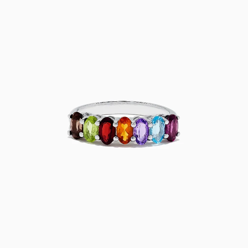 hypoallergenic women's rings -Mosaic Sterling Silver Multi Gemstone Ring, 1.66 TCW