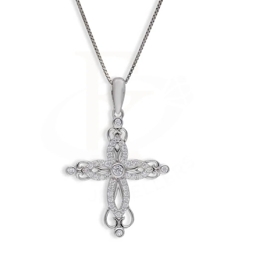 Ladies Punk Necklaces -initial necklaces for women -Sterling Silver 925 Necklace (Chain with Cross Pendant) - FKJNKLSL3003