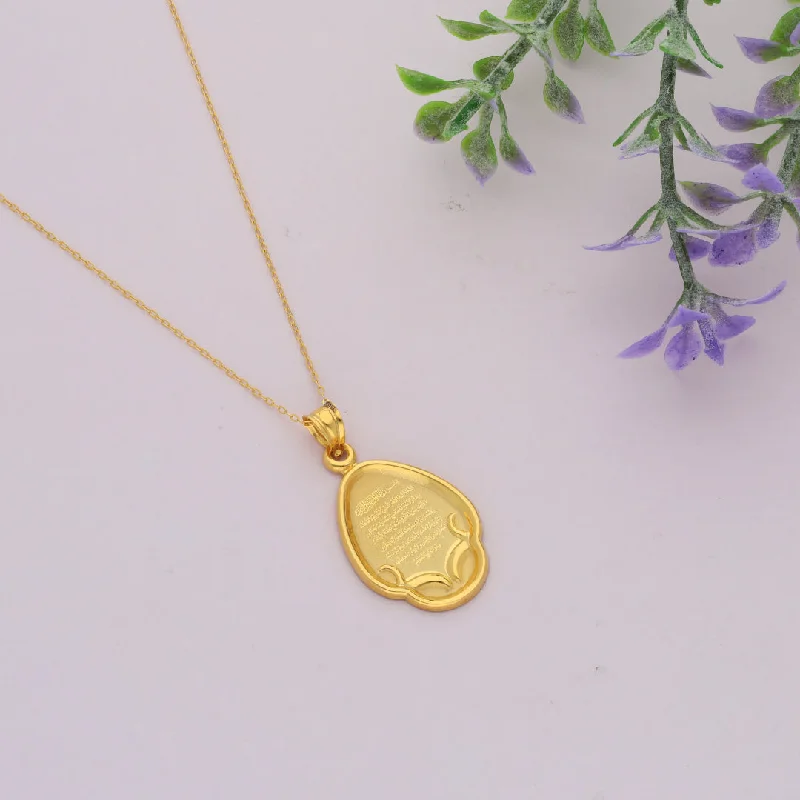 Ladies Butterfly Necklaces -eco-friendly necklaces -Gold Necklace (Chain Ayatul Kursi Pendant) 21KT - FKJNKL21KM9603