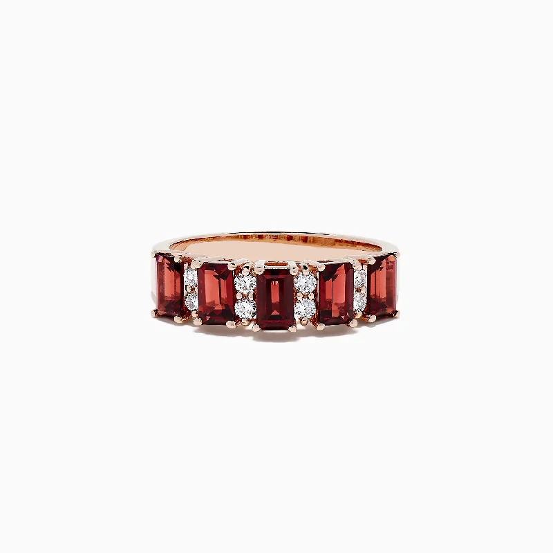 hypoallergenic women's rings -14K Rose Gold Rhodolite Garnet and Diamond Ring, 2.34 TCW