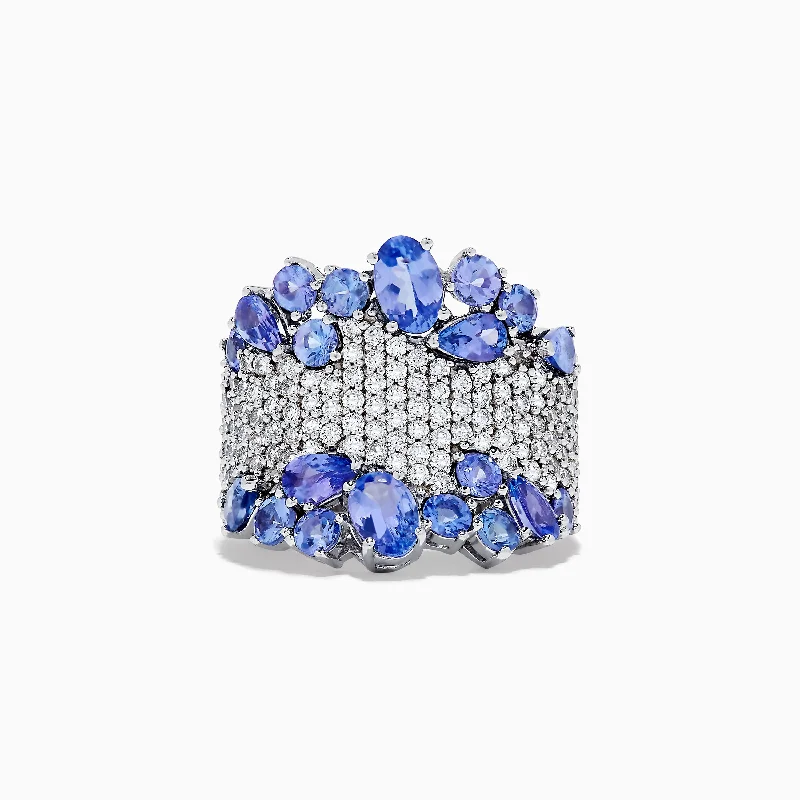 initial women's rings -Nahla Siri 14K White Gold Tanzanite and Diamond Ring, 4.38 TCW