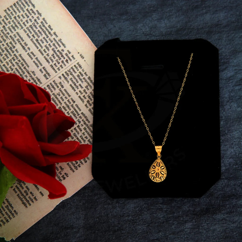 Ladies Blue Necklaces -petite chain necklaces -Gold Necklace (Chain with Drop Pendant) 21KT - FKJNKL21KM8398