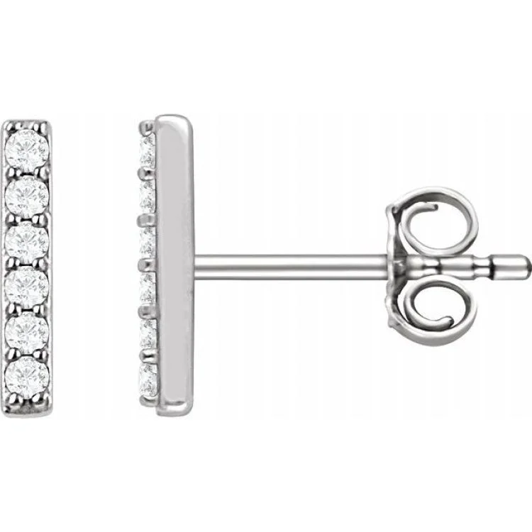 Ladies Sparkly Earrings -14K White 1/10 CTW Lab-Grown Diamond Bar Earrings