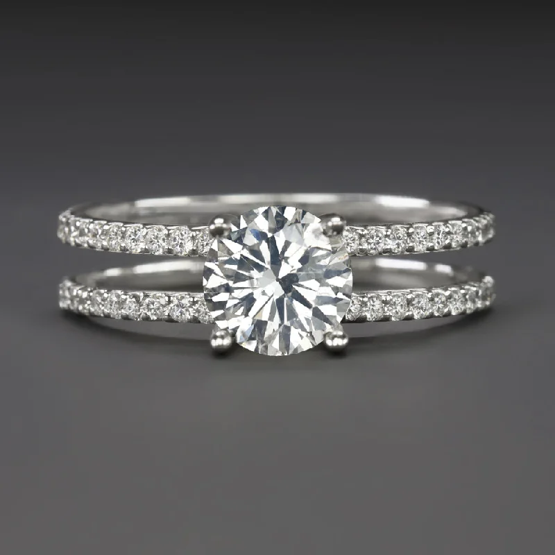 Edgy Engagement Rings -1.14c CERTIFIED VERY GOOD CUT DIAMOND COCKTAIL RING SPLIT SHANK ENGAGEMENT ROUND