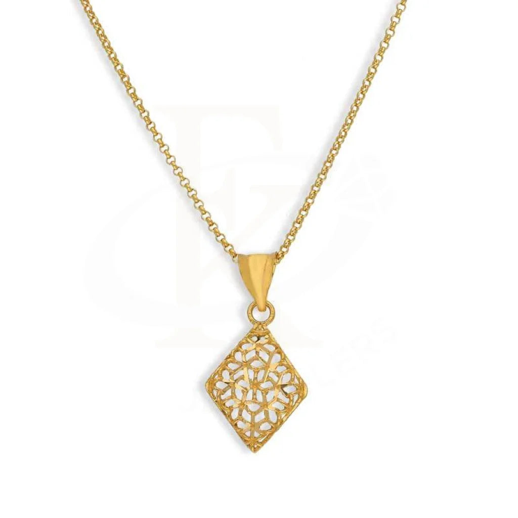 Ladies Symmetrical Necklaces -trendy 2025 necklaces for women -Gold Necklace (Chain with Rhombus Shaped Pendant) 21KT - FKJNKL21K3074