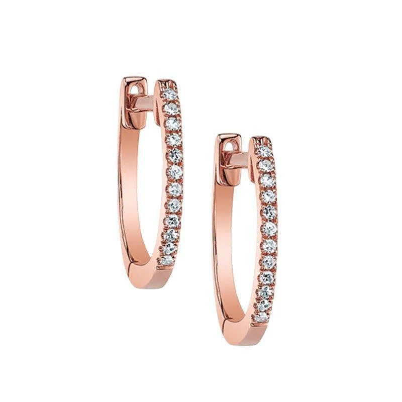 Ladies Radiance Earrings -Classic Hoop Diamond Earrings Rose Gold