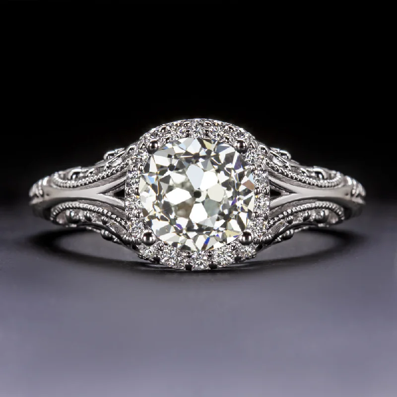 Playful Engagement Rings -1.5 CARAT CERTIFIED J SI1 OLD EUROPEAN CUT DIAMOND ENGAGEMENT RING VINTAGE STYLE