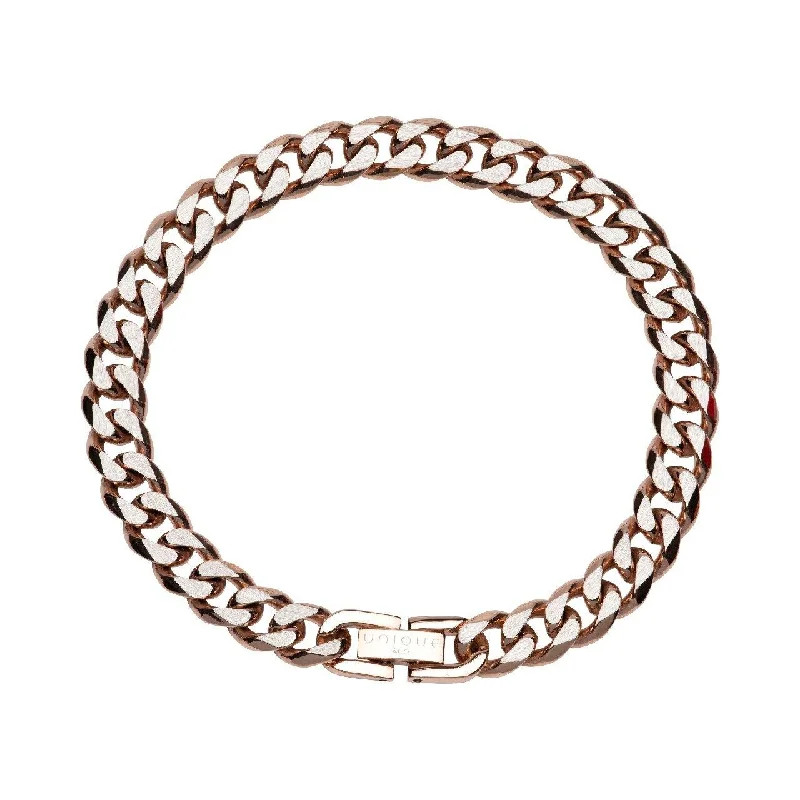 Ladies Bracelets Double Layer-Unique & Co Rose Gold Curb Bracelet