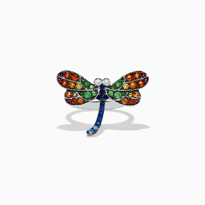 sapphire women's rings -Nature 925 Safari Sterling Silver Dragonfly Ring