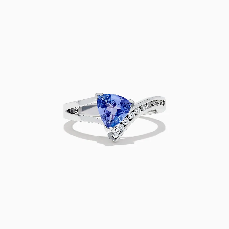 floral women's rings -Nahla Siri 14K White Gold Tanzanite and Diamond Ring, 1.24 TCW