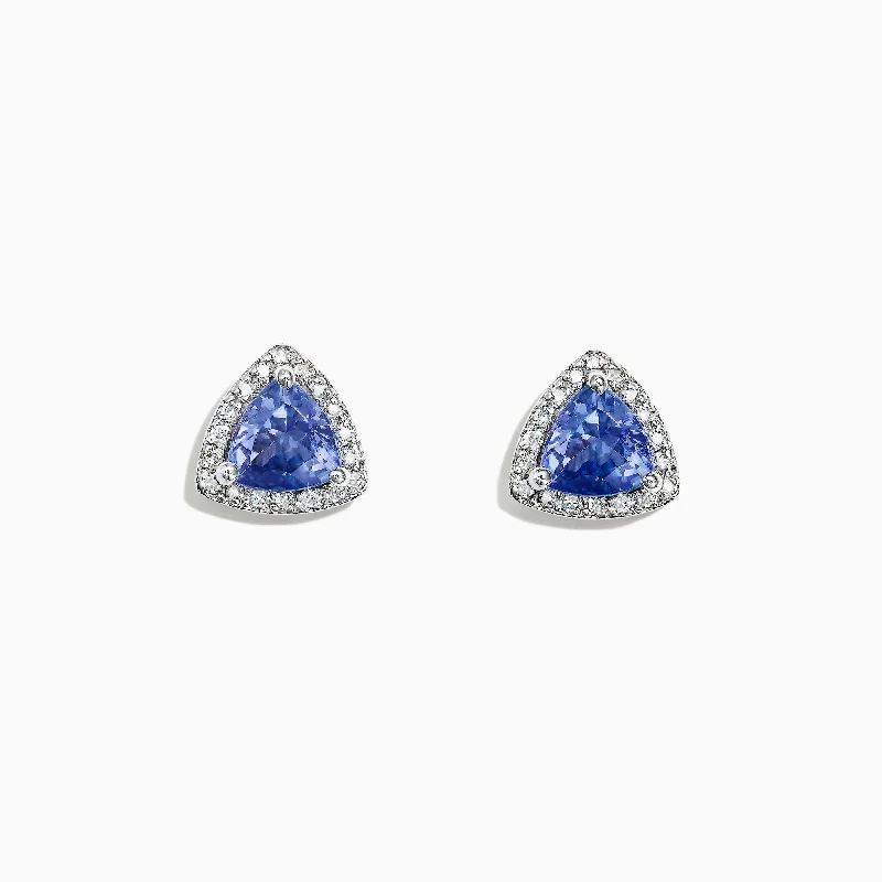 Ladies Magical Earrings -Nahla Siri 14K White Gold Tanzanite and Diamond Stud Earrings, 1.19 TCW