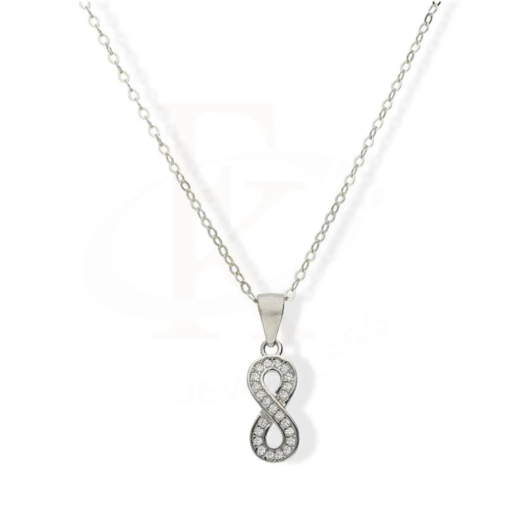 Ladies Pearl Necklaces -vertical bar necklaces -Sterling Silver 925 Necklace (Chain With Infinity Pendant) - FKJNKLSL3064