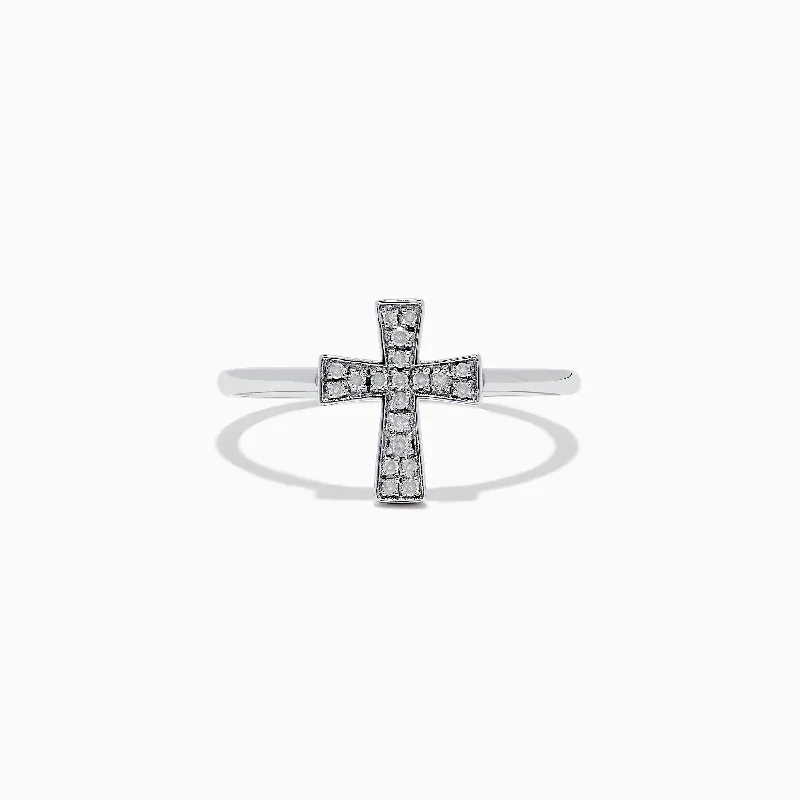 dainty women's rings -925 Sterling Silver Diamond Cross Ring