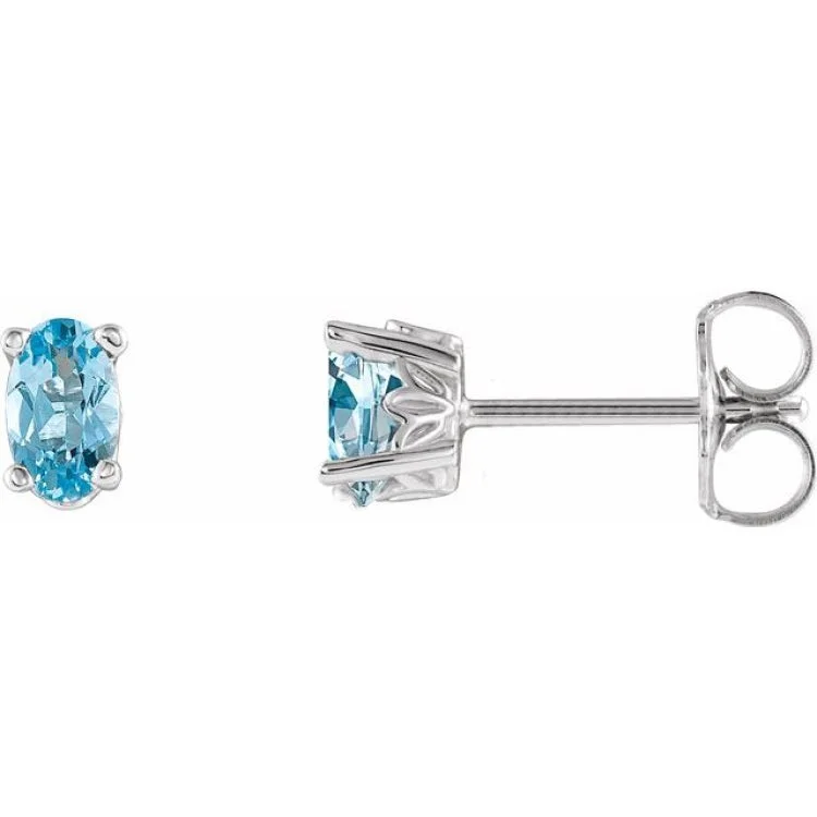 Ladies Statement Drop Earrings -14K White Natural Aquamarine Earrings