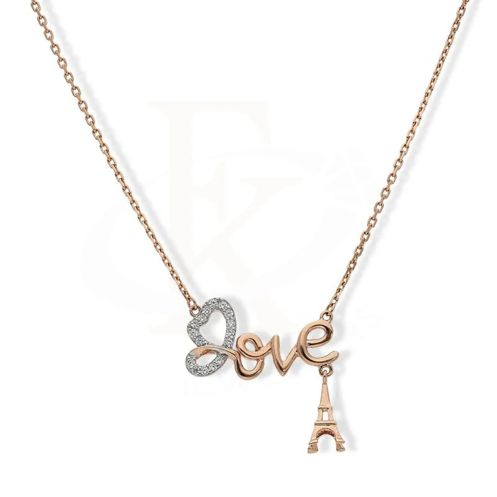 Ladies Moonstone Necklaces -couple necklaces for lovers -Sterling Silver 925 Rose Gold Plated Twisted Heart Love Eiffel Tower Necklace - FKJNKLSL2211