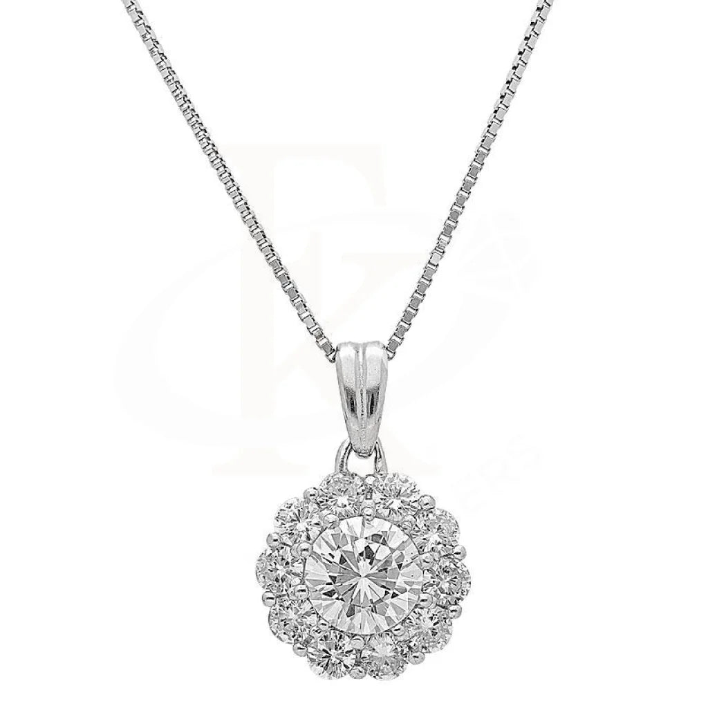 Ladies Ethnic Necklaces -bridal pearl necklaces -Sterling Silver 925 Round Solitaire Necklace - FKJNKL1973