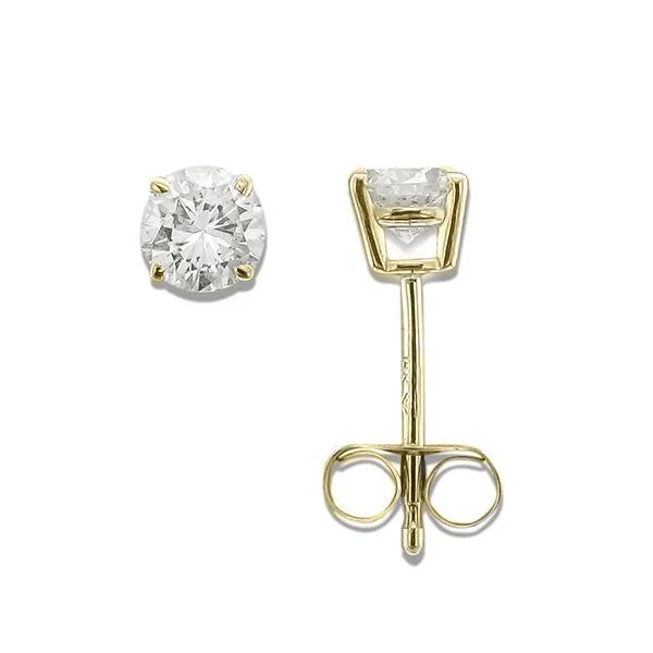 Ladies Gold Earrings -14KT YELLOW GOLD 1/2 CTW ROUND DIAMOND EARRINGS