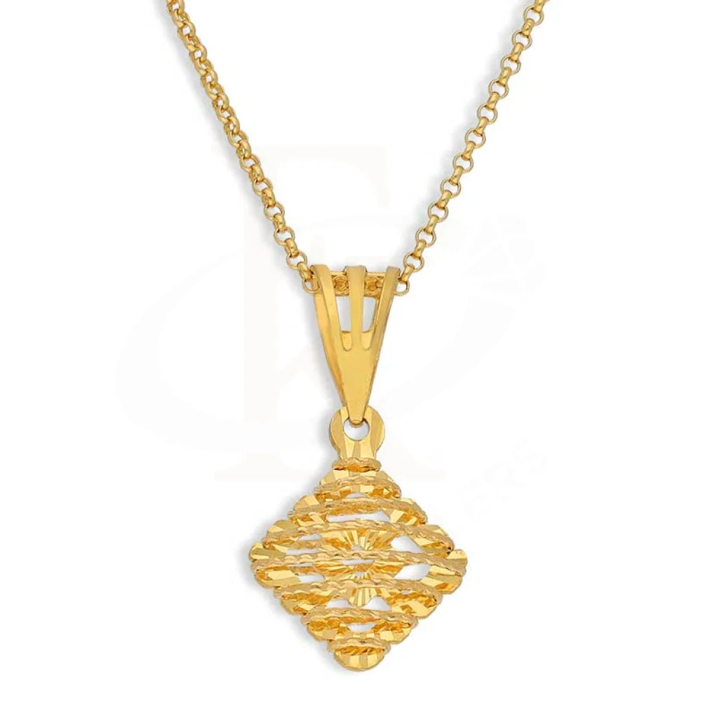 Ladies Happiness Necklaces -shell necklaces for summer -Gold Necklace (Chain with Rhombus Shaped Pendant) 21KT - FKJNKL21K2861